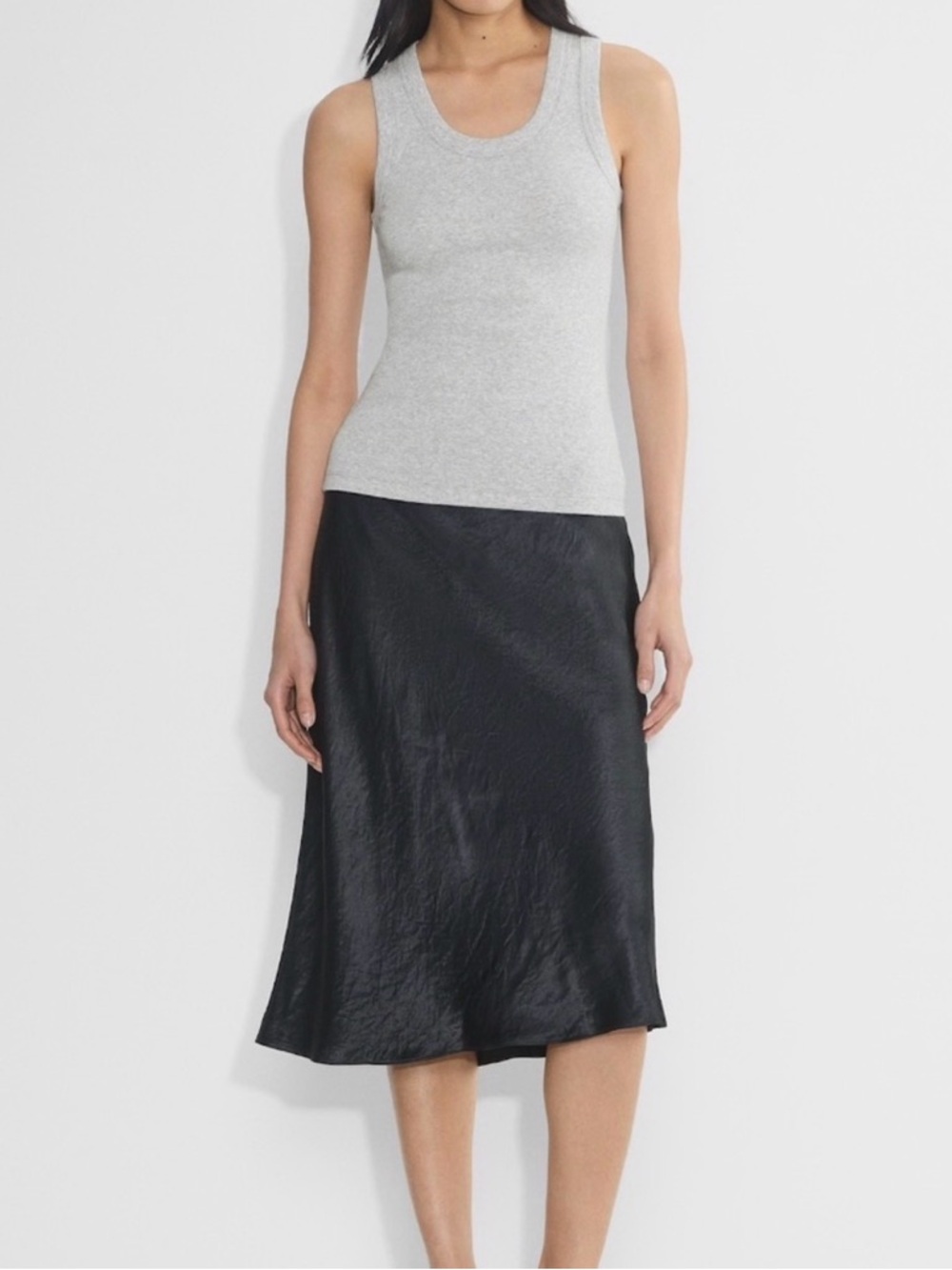 Aritzia Black Midi Slip Silk Skirt